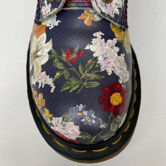 Dr. Martens 1460 Pascal Darcy Floral Print Navy Blue Leather Boho Boots UK 4 - Picture 8 of 17
